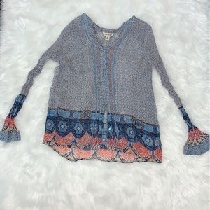 LUCKY BRAND WOMENS SHEER BUTTON UP SHIRT MEDIUM